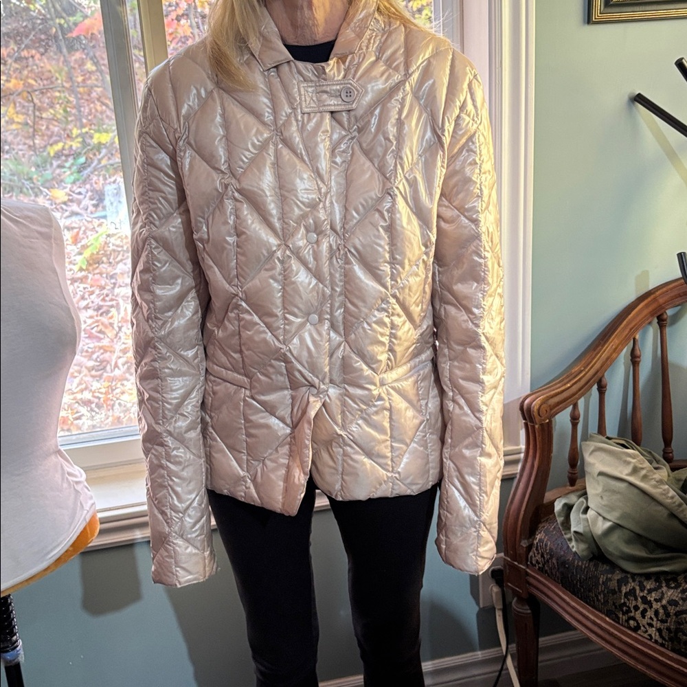 Women's Cream Quilted Puffer Jacket